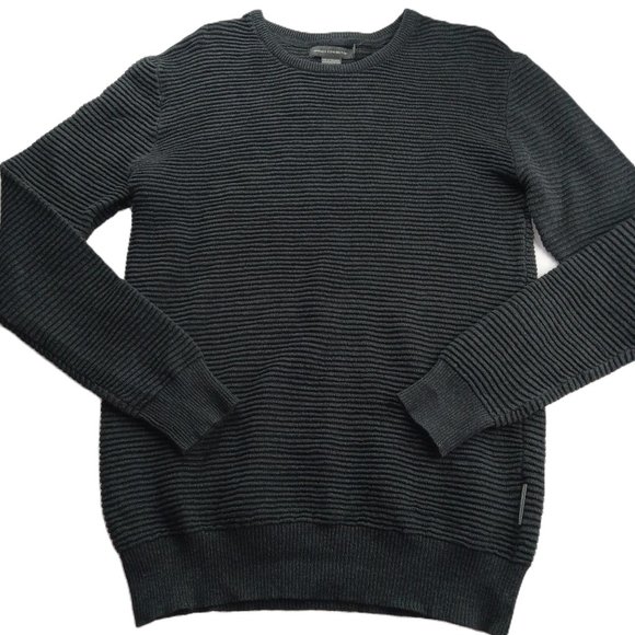 French Connection Men's Pullover Crew Neck Sweater Size Small Gray Cotton Ribbed - Picture 1 of 7